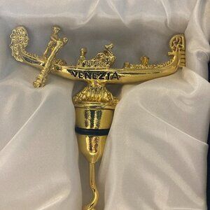 Vintage Silver Metal VENICE VENEZIA Italy Gondola Corkscrew Wine Opener Barware